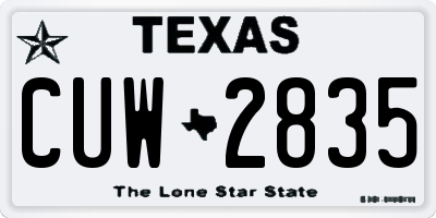 TX license plate CUW2835