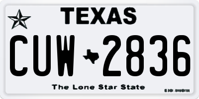 TX license plate CUW2836