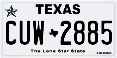 TX license plate CUW2885