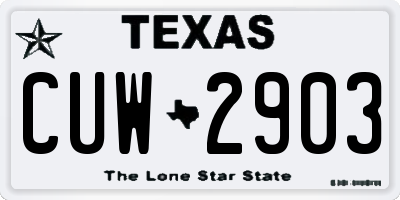TX license plate CUW2903