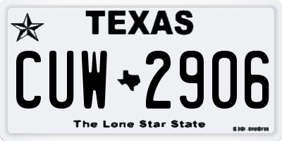 TX license plate CUW2906