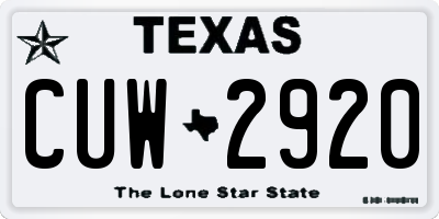 TX license plate CUW2920