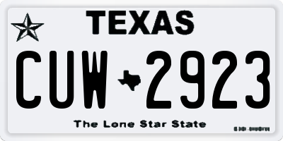 TX license plate CUW2923