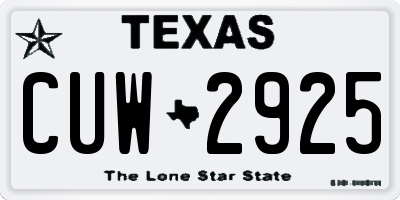 TX license plate CUW2925