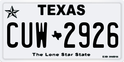 TX license plate CUW2926
