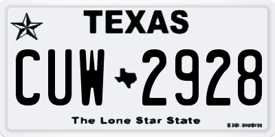 TX license plate CUW2928