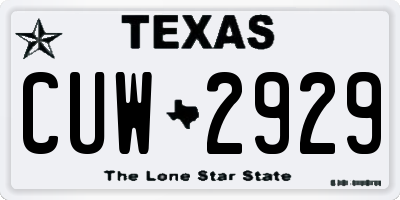 TX license plate CUW2929
