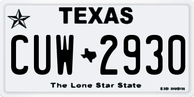 TX license plate CUW2930
