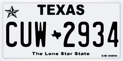 TX license plate CUW2934