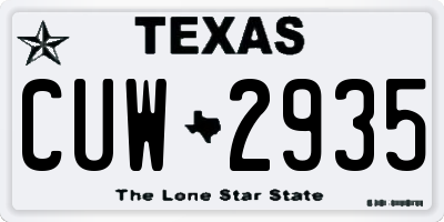 TX license plate CUW2935