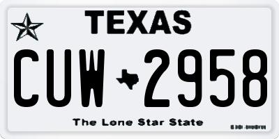 TX license plate CUW2958