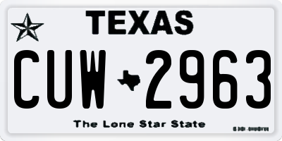 TX license plate CUW2963