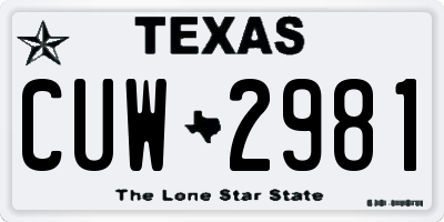 TX license plate CUW2981