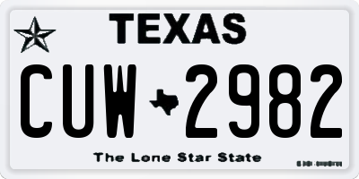 TX license plate CUW2982