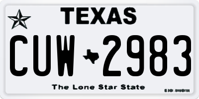 TX license plate CUW2983