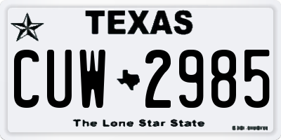 TX license plate CUW2985