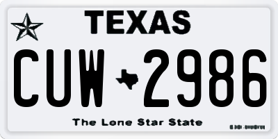 TX license plate CUW2986