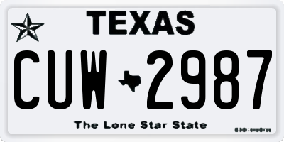 TX license plate CUW2987