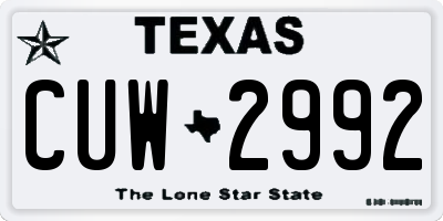 TX license plate CUW2992