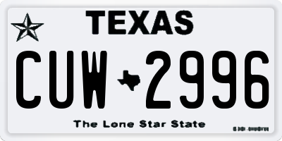 TX license plate CUW2996