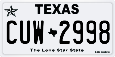 TX license plate CUW2998