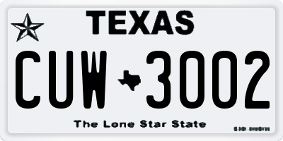TX license plate CUW3002