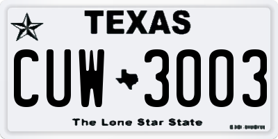 TX license plate CUW3003