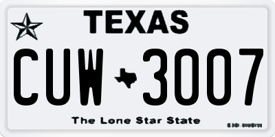 TX license plate CUW3007