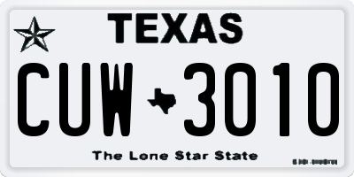 TX license plate CUW3010