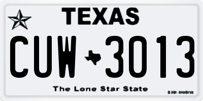 TX license plate CUW3013