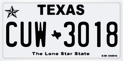 TX license plate CUW3018