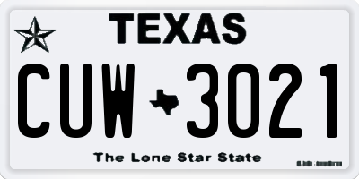 TX license plate CUW3021