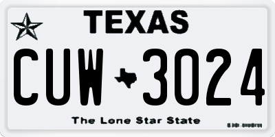 TX license plate CUW3024