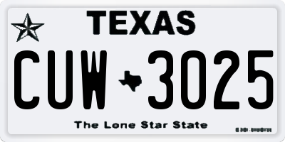 TX license plate CUW3025