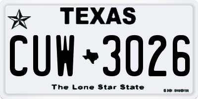 TX license plate CUW3026