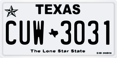 TX license plate CUW3031