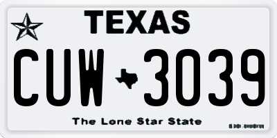 TX license plate CUW3039