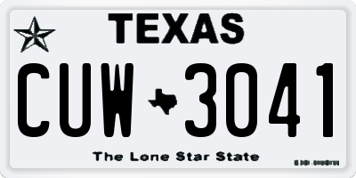 TX license plate CUW3041