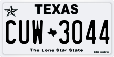 TX license plate CUW3044