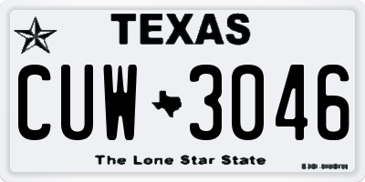 TX license plate CUW3046
