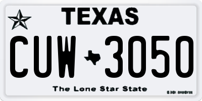 TX license plate CUW3050