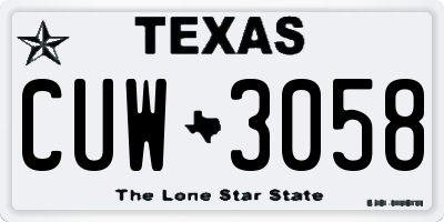 TX license plate CUW3058