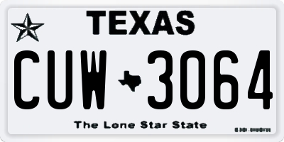 TX license plate CUW3064