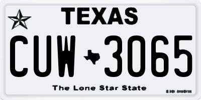 TX license plate CUW3065