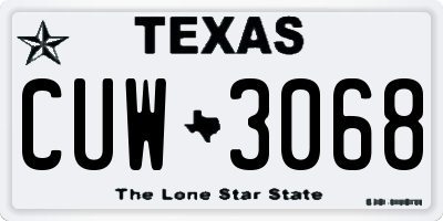 TX license plate CUW3068