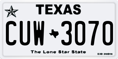 TX license plate CUW3070