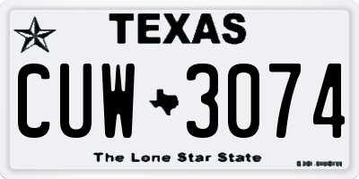 TX license plate CUW3074