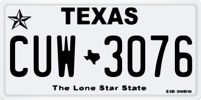 TX license plate CUW3076