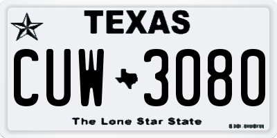 TX license plate CUW3080