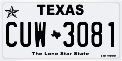 TX license plate CUW3081